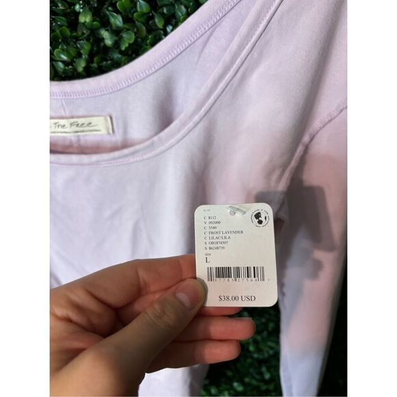 Free People Can’t Let Go Tee Sz Large NWT Frost Lavender - Picture 3 of 5
